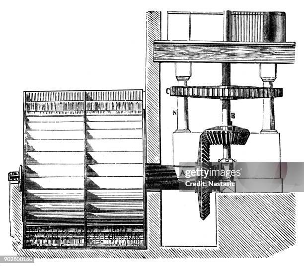 water mill section - water mill stock illustrations