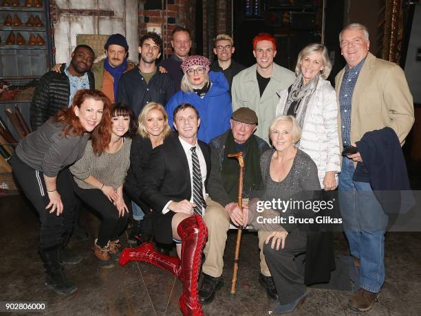 Jake Shears and Kelly Ripa pose with famiy and friends backstage as Jake Shears of the rock group "The Scissor Sisters" makes his Broadway debut in...