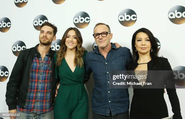 Jeff Ward, Chloe Bennet, Clark Gregg and Ming-Na Wen attend the Disney ABC Television Group hosts TCA Winter Press Tour 2018 held at The Langham...