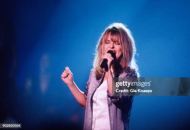 French singer France Gall performs on stage at Vorst Nationaal, Brussels, Belgium, 11th November 1993.