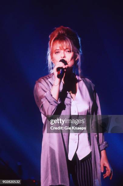 French singer France Gall performs on stage at Vorst Nationaal, Brussels, Belgium, 11th November 1993.