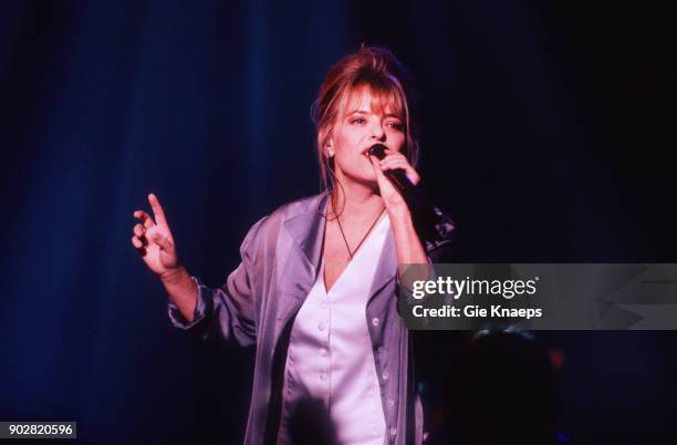 French singer France Gall performs on stage at Vorst Nationaal, Brussels, Belgium, 11th November 1993.