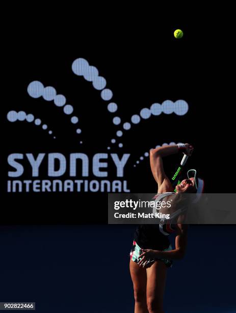 Olivia Rogowska of Australia serves in her 1st round match against Daria Gavrilova of Australia during day three of the 2018 Sydney International at...