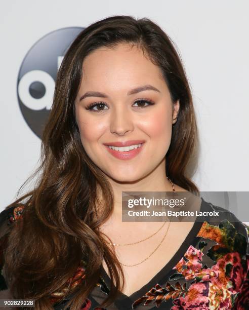 Hayley Orrantia attends the Disney ABC Television Group Hosts TCA Winter Press Tour 2018 on January 8, 2018 in Pasadena, California.