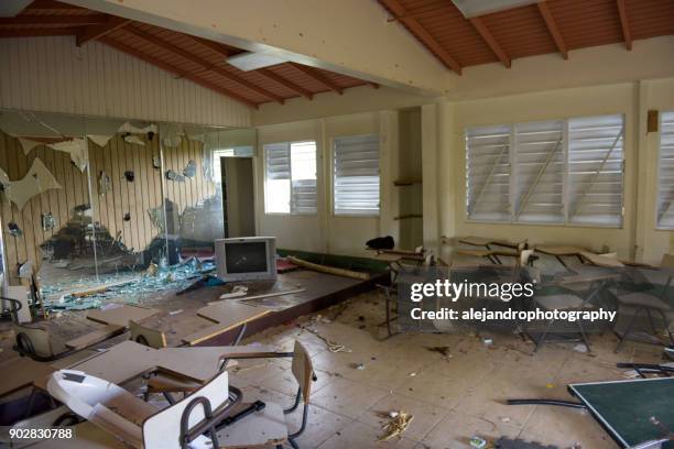 damaged school - hurricane maria stock pictures, royalty-free photos & images