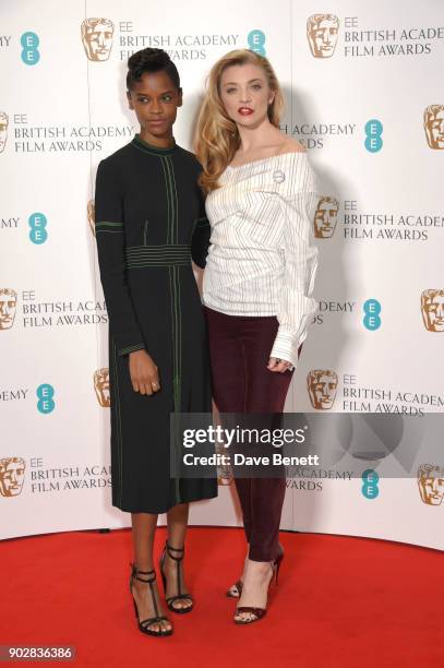 Letitia Wright and Natalie Dormer during The EE British Academy Film Award, BAFTA, nominations announcement at BAFTA on January 9, 2018 in London,...