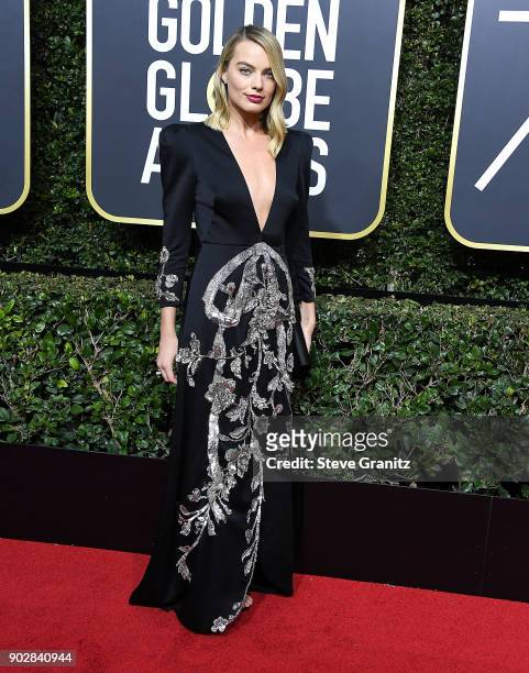 Margot Robbie arrives at the 75th Annual Golden Globe Awards at The Beverly Hilton Hotel on January 7, 2018 in Beverly Hills, California.