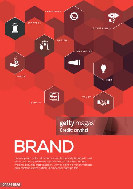 brand. brochure template layout, cover design - on computer plain background stock illustrations