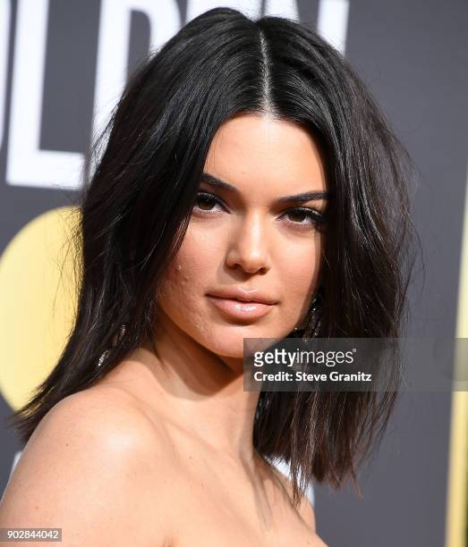 Kendall Jenner arrives at the 75th Annual Golden Globe Awards at The Beverly Hilton Hotel on January 7, 2018 in Beverly Hills, California.