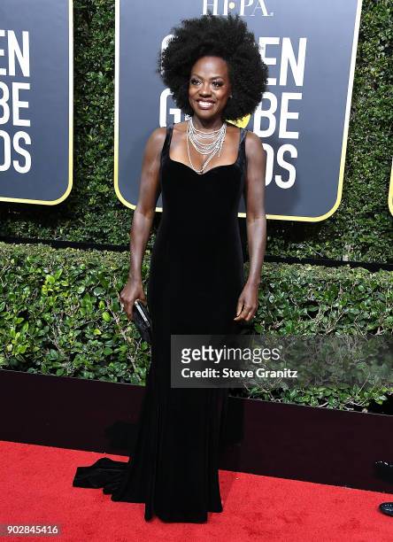 Viola Davis arrives at the 75th Annual Golden Globe Awards at The Beverly Hilton Hotel on January 7, 2018 in Beverly Hills, California.