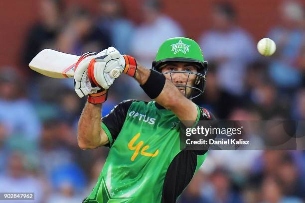 Glenn Maxwell of the Melbourne Stars bats during the Big Bash League match between the Adelaide Strikers and the Melbourne Stars at Adelaide Oval on...