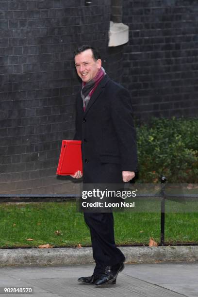 Welsh Secretary Alun Cairns arrives as government ministers attend the first Cabinet meeting of the year at 10 Downing Street on January 9, 2018 in...