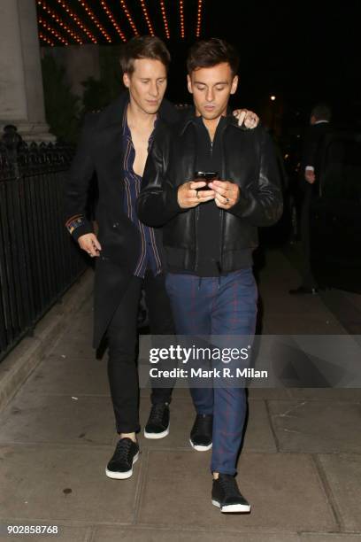 Dustin Lance Black and Tom Daley at The Berners Tavern on January 8, 2018 in London, England.