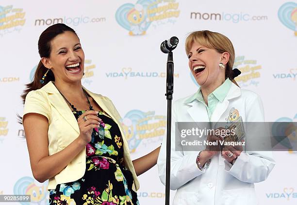 Hostess Argelia Atilano and Dra. Aliza attend the baby looney tunes and Dra. Aliza partnership launch held at Plaza Mexico on September 1, 2009 in...