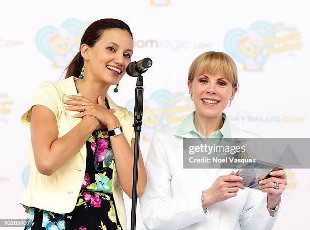 Hostess Argelia Atilano and Dra. Aliza attend the baby looney tunes and Dra. Aliza partnership launch held at Plaza Mexico on September 1, 2009 in...