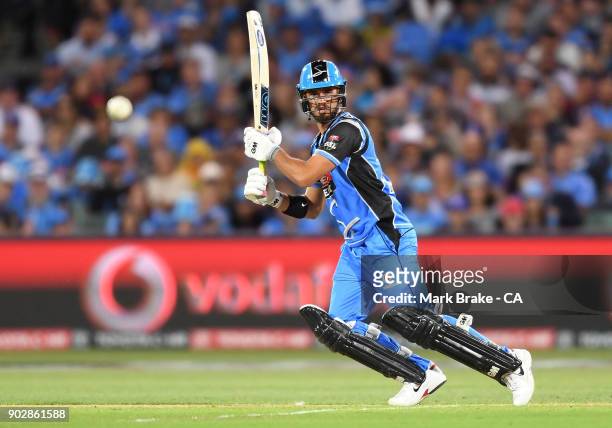 Jake Weatherald of the Adelaide Strikers cuts four during the Big Bash League match between the Adelaide Strikers and the Melbourne Stars at Adelaide...