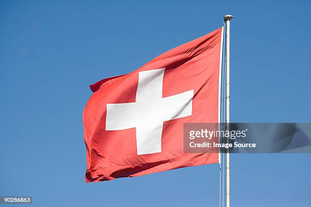 swiss flag - schweizer flagge stock-fotos und bilder