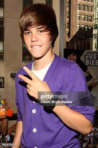 Musician Justin Bieber visits the Nintendo World Store on September 1, 2009 in New York City.