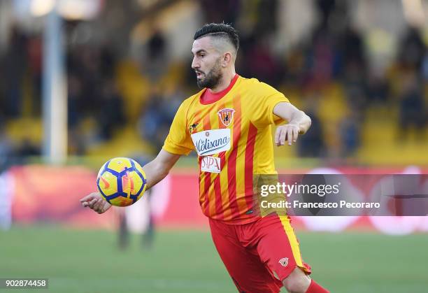 Massimo Coda of Benevento Calcio in action during the serie A match between Benevento Calcio and UC Sampdoria at Stadio Ciro Vigorito on January 6,...