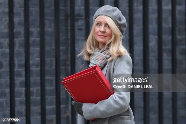 Britain's Secretary of State for Work and Pensions, Esther McVey arrives at 10 Downing street in central London for the first cabinet meeting of the...