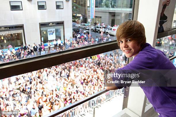 Musician Justin Bieber visits the Nintendo World Store on September 1, 2009 in New York City.