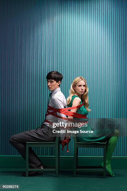 couple tied together - tie stockfoto's en -beelden