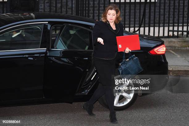 Penny Mordaunt the Secretary of State for International Development arrives as government ministers attend the first Cabinet meeting of the year at...