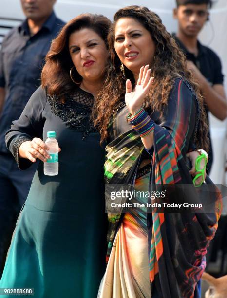 Farah Khan along with Geeta Kapoor during the shoot of Super Dancer - Chapter 2in Mumbai.