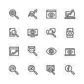 Observation and monitoring vector icon set in thin line style