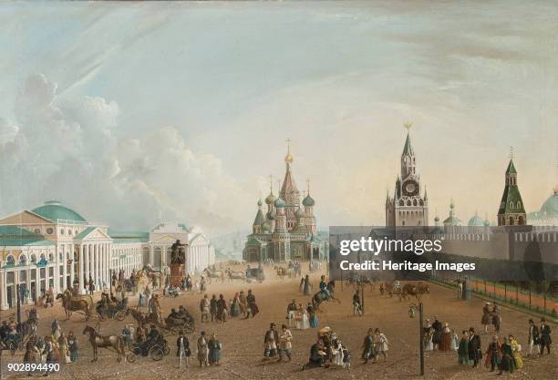 View of the Red Square in Moscow. Found in the Collection of State Museum Abramtsevo Estate, near Moscow.