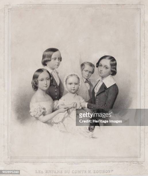 Children of Count Nikolay Alexandrovich Zubov. Found in the Collection of State Museum of A.S. Pushkin, Moscow.