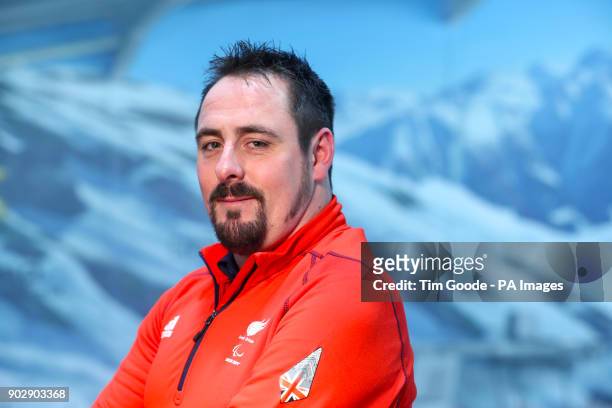 ParalympicsGB snowboarder Ben Moore during the ParalympicsGB 2018 Winter Olympics Alpine Skiing and Snowboard team announcement, at The Snowcentre,...