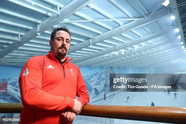 ParalympicsGB snowboarder Ben Moore during the ParalympicsGB 2018 Winter Olympics Alpine Skiing and Snowboard team announcement, at The Snowcentre,...