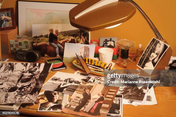 French singer France Gall portraits on her desk