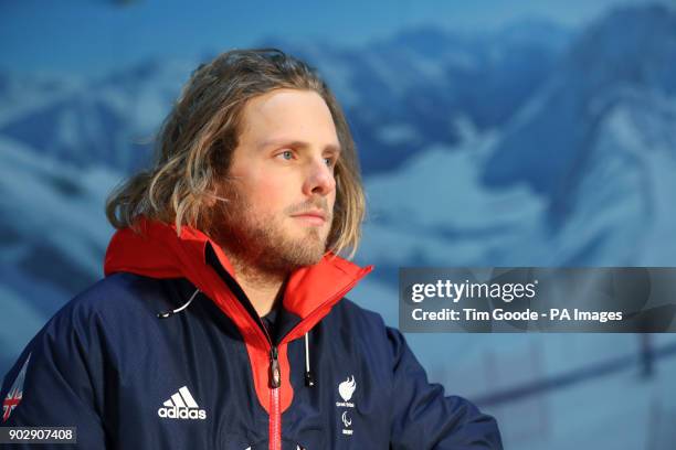 ParalympicsGB snowboarder James Barnes-Miller during the ParalympicsGB 2018 Winter Olympics Alpine Skiing and Snowboard team announcement, at The...