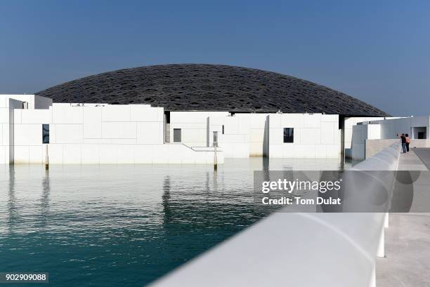 General view of the Louvre Abu Dhabi museum on January 9, 2018 in Abu Dhabi, United Arab Emirates.