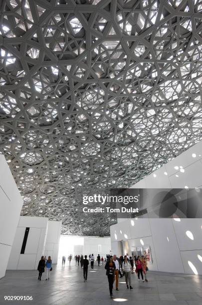 General view of the Louvre Abu Dhabi museum on January 9, 2018 in Abu Dhabi, United Arab Emirates.