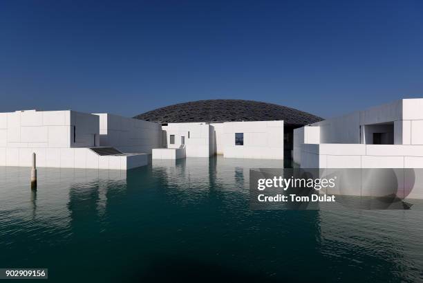 General view of the Louvre Abu Dhabi museum on January 9, 2018 in Abu Dhabi, United Arab Emirates.