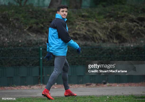 Alexis Sanchez of Arsenal during a training session at London Colney on January 9, 2018 in St Albans, England.