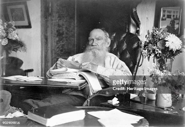 Portrait of the author Count Lev Nikolayevich Tolstoy on 80th birthday. Found in the Collection of State Museum of Leo Tolstoy, Moscow.