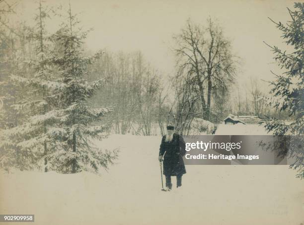 Count Lev Nikolayevich Tolstoy walking. Found in the Collection of State Museum of Leo Tolstoy, Moscow.