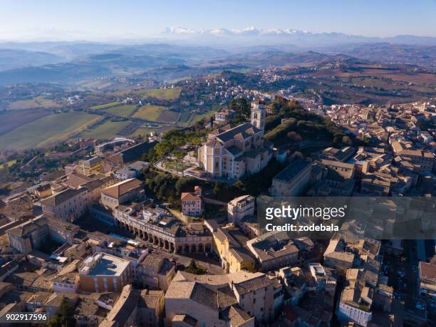 beautiful italian town from above, fermo, italy - marche stock pictures, royalty-free photos & images