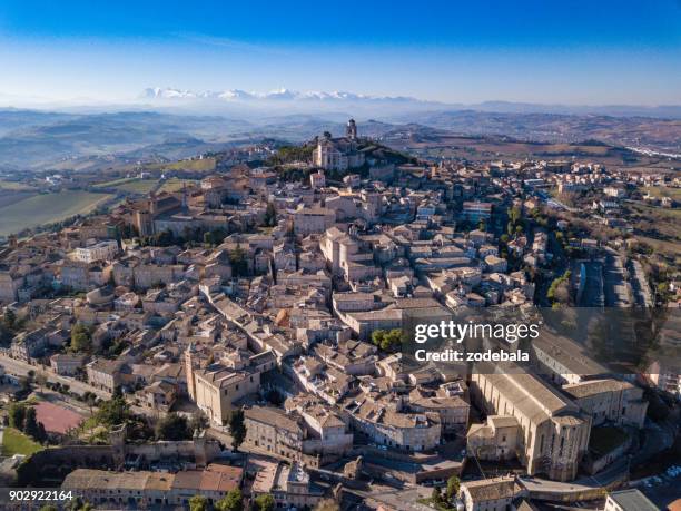 beautiful italian town from above, fermo, italy - fermo stock pictures, royalty-free photos & images