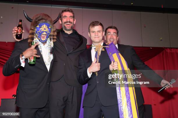 Tristan Still, Augustin Legrand, Christian Christoffersen, and Rob Riggle attend 'Matt Leinart and Rob Riggle Unveil Dos Equis' Most Interesting Fan...