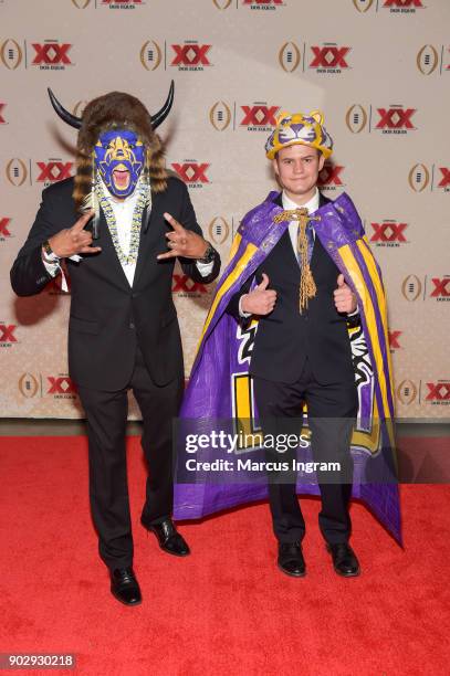 Tristan Still and Christian Christoffersen attend 'Matt Leinart and Rob Riggle Unveil Dos Equis' Most Interesting Fan of College Football' at College...