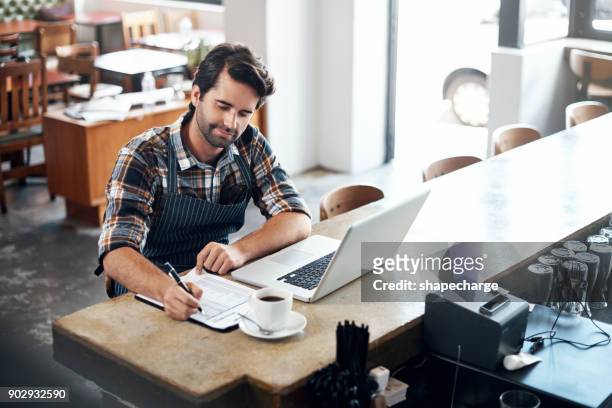 our finances are looking on point - coffee shop owner stock pictures, royalty-free photos & images