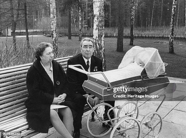 Viktoria Brezhneva and Leonid Brezhnev at the summer house in Zarechye. Private Collection.