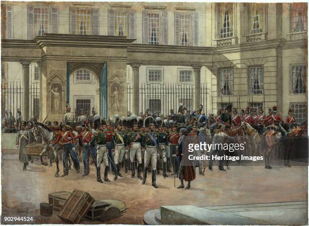 Emperor Alexander I in the courtyard of the Talleyrand's house in Paris. Found in the Collection of State History Museum, Moscow.