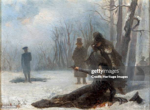 Duel between Alexander Pushkin and Georges d'Anthès. Found in the Collection of A. Pushkin Memorial Museum, St. Petersburg.