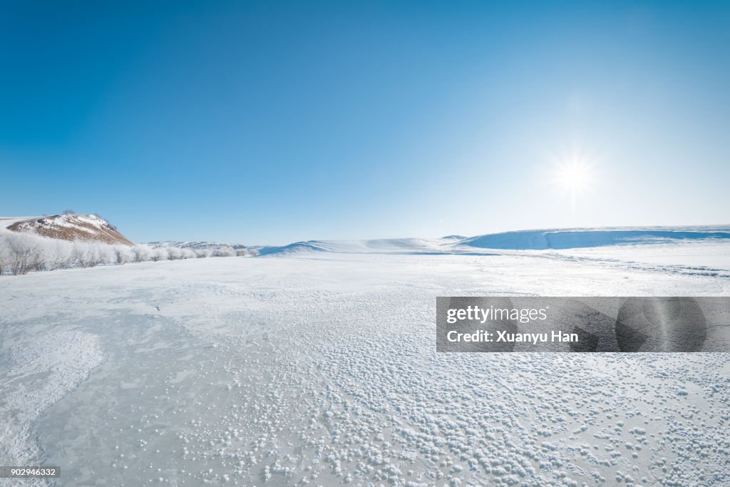 Scenic View Of Frozen Lake Against Sky During Winter